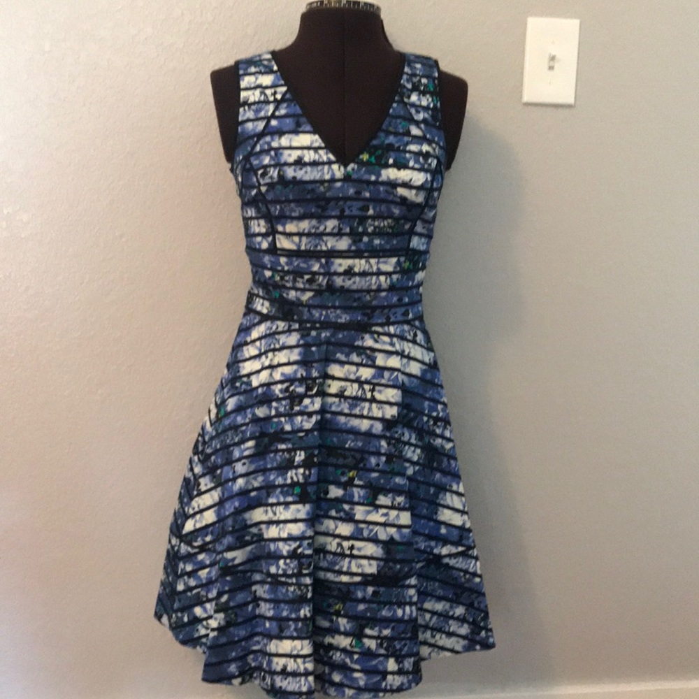 Banana Republic A line dress, floral and stripes